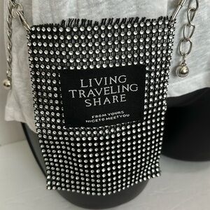 Sparkly Rhinestone Mobile Phone Mini Crossbody Bag/Pouch, silver